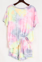 : TIE-DYE TOP WITH A ROUND NECKLINE, SHORT SLEEVES, AND SIDE SLITS - PINK MULTI 💖