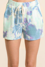 TIE DYE PRINT CASUAL SHORTS WITH TWILL - PASTEL BLUE or GREEN