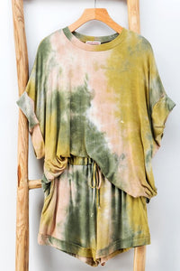 TIE DYE DOLMAN TOP N BOTTOM SET - 💚 Olive Taupe 🤎