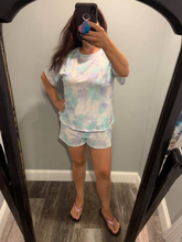 Tie-Dye Print Short Sleeve Knit Top - Mint Multi