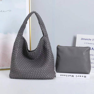 Vegan Leather Hand-Woven Tote Handbag Fashion Shoulder Top-handle Bag