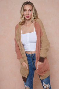 Sweater Hooded Open Front Long Sleeve Cardigan - Assorted Colors