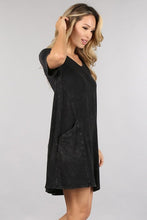 Chatoyant Casual T Shirt Dress With Pockets - Black or Blue Grey