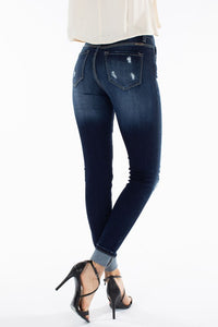 High Rise Button Fly Ankle Skinny Jeans