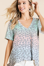 TIE DYE THERMAL WAFFLE V NECK TOP - BLUSH/PASTEL GREEN or PASTEL YELLOW/CORAL