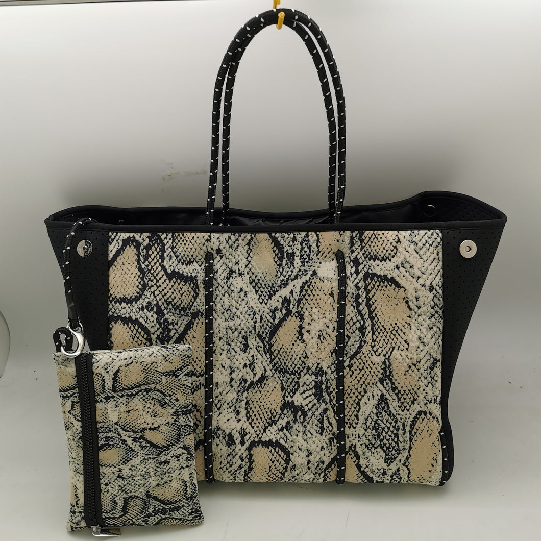 Beige Python Neoprene Tote